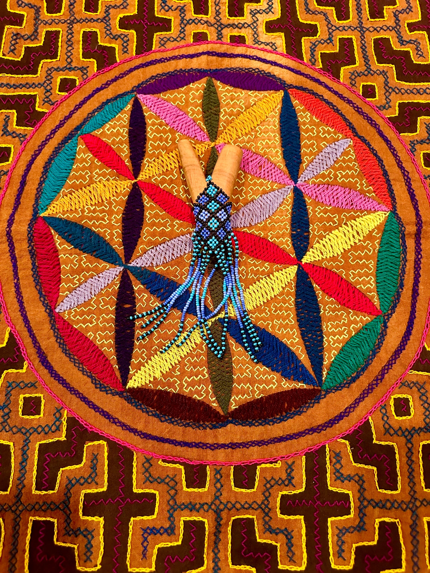 Kutakina Beaded Wooden Kuripe