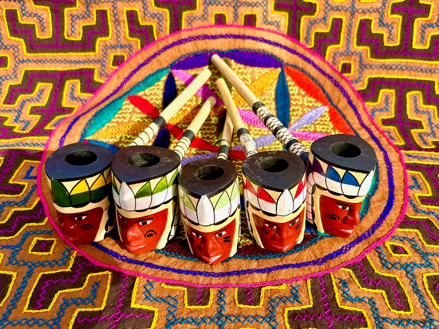 Ceremonial Chief Wooden Pipes handmade from Brazil