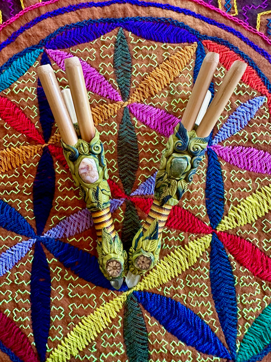 Double Nostril Huni Kuin Kuripe (Light Green)