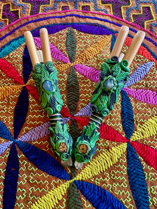 Double Nostril Huni Kuin Kuripe (Dark Green)